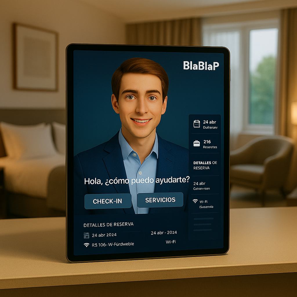 Asistente virtual BLABLAP en habitación de hotel